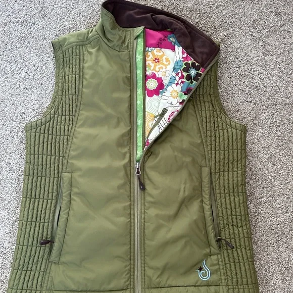 ISIS Wasabi Vest in Olive Green. Thermolite. pockets. Floral inside. Like new 12 - Picture 3 of 16